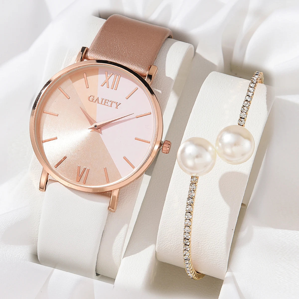 Damenuhr Set mit Armband (Rosè)