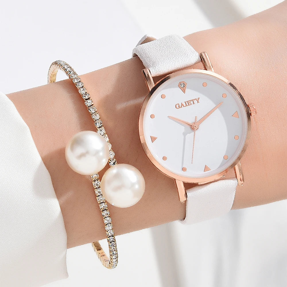 Damenuhr Set mit Armband (Rosè)