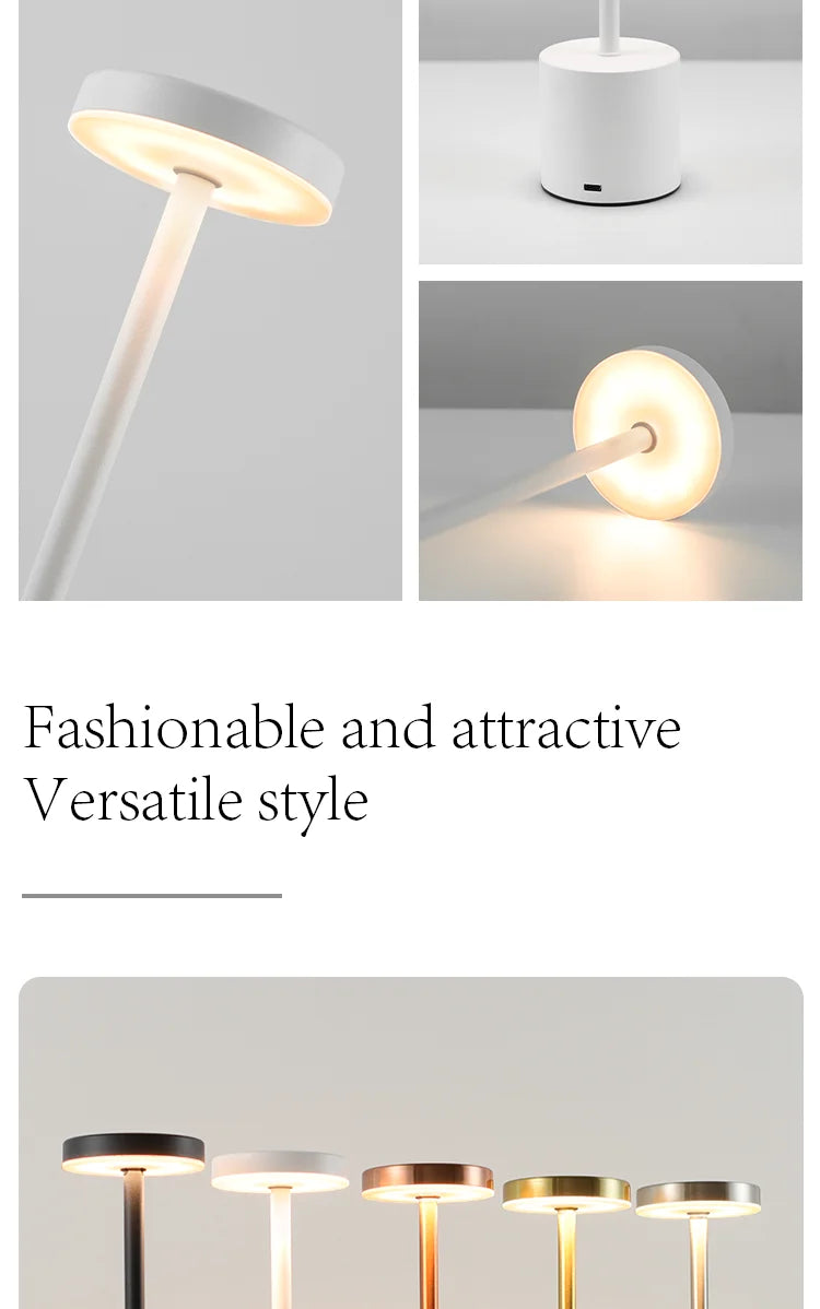 Classic Metal Touch Sensor LED Table Lamp Rechargeable Desk Lamp 3 Colors Creative Ambient Light Bar Room Decor Night Light