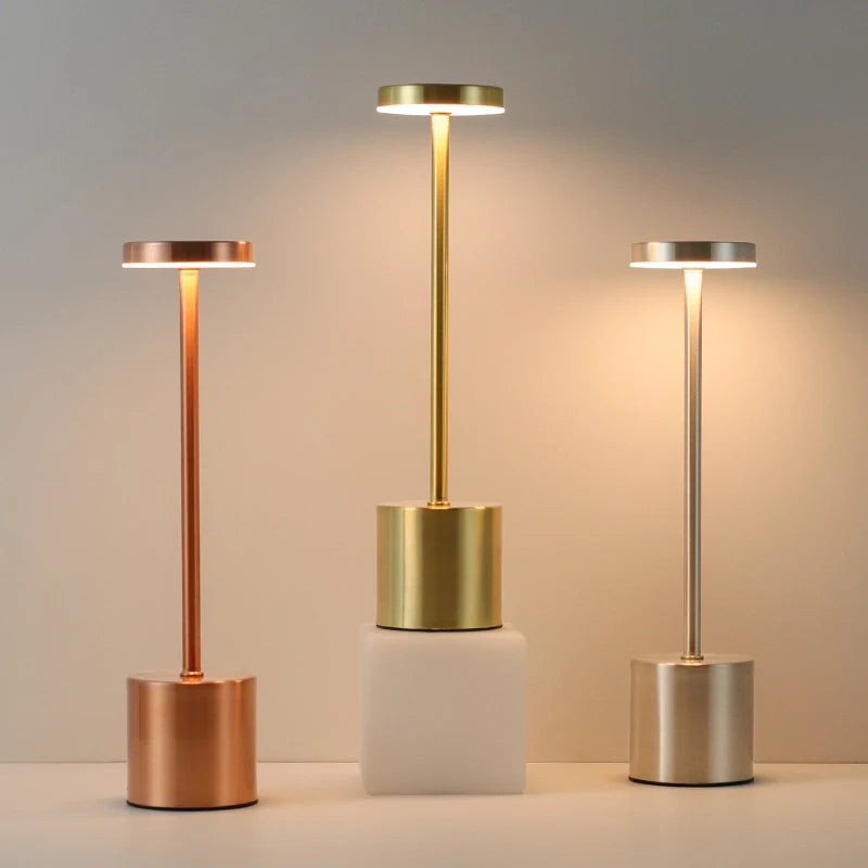 Classic Metal Touch Sensor LED Table Lamp Rechargeable Desk Lamp 3 Colors Creative Ambient Light Bar Room Decor Night Light