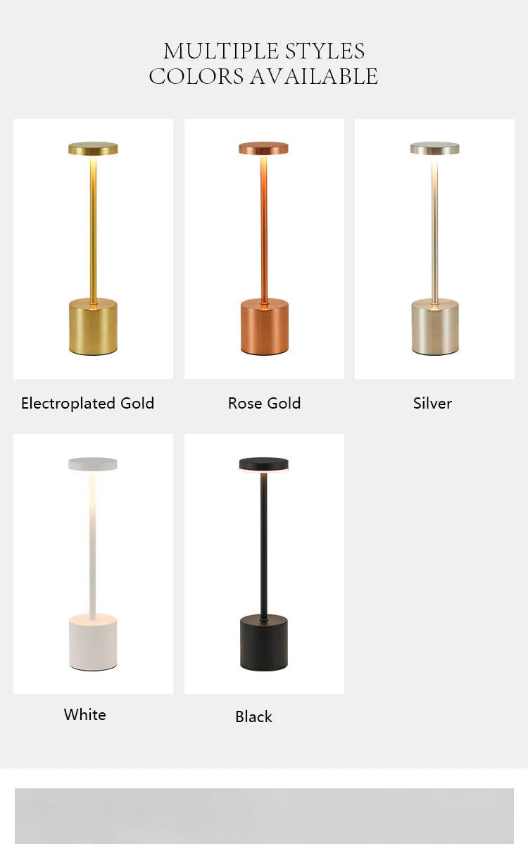 Classic Metal Touch Sensor LED Table Lamp Rechargeable Desk Lamp 3 Colors Creative Ambient Light Bar Room Decor Night Light