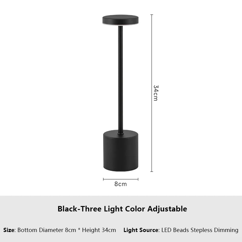 Classic Metal Touch Sensor LED Table Lamp Rechargeable Desk Lamp 3 Colors Creative Ambient Light Bar Room Decor Night Light