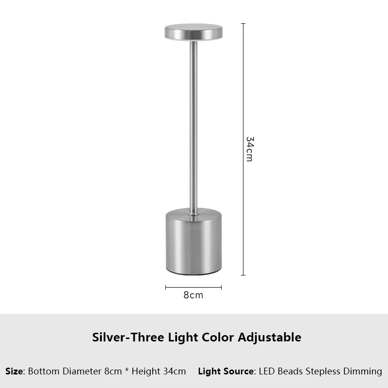 Classic Metal Touch Sensor LED Table Lamp Rechargeable Desk Lamp 3 Colors Creative Ambient Light Bar Room Decor Night Light