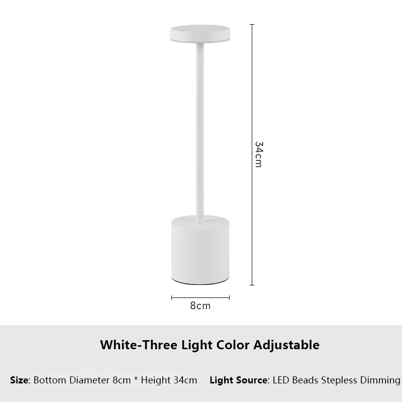 Classic Metal Touch Sensor LED Table Lamp Rechargeable Desk Lamp 3 Colors Creative Ambient Light Bar Room Decor Night Light