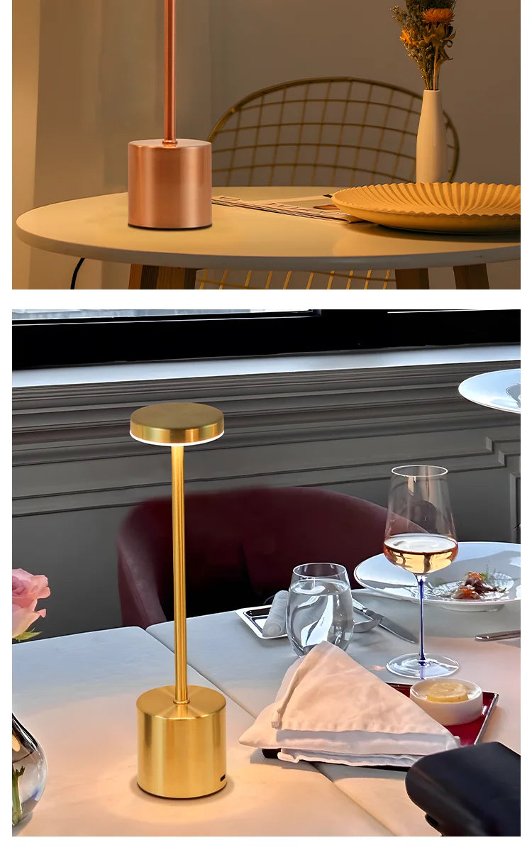 Classic Metal Touch Sensor LED Table Lamp Rechargeable Desk Lamp 3 Colors Creative Ambient Light Bar Room Decor Night Light